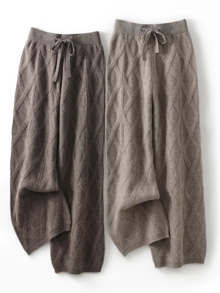 Women’s 100% Merino Wool Wide Leg Jacquard Pants