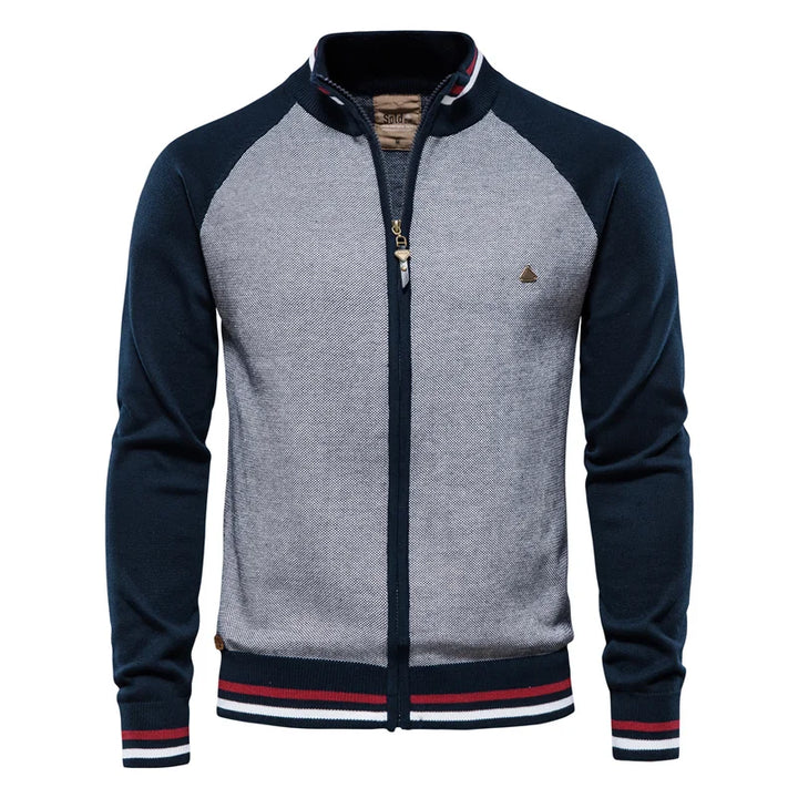 Men’s Spliced Cotton Cardigan – High-Quality Streetwear Winter Sweater