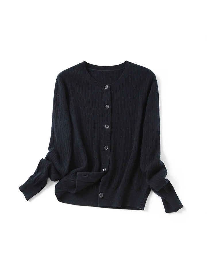 Women’s 100% Merino Wool Cable Knit Cardigan