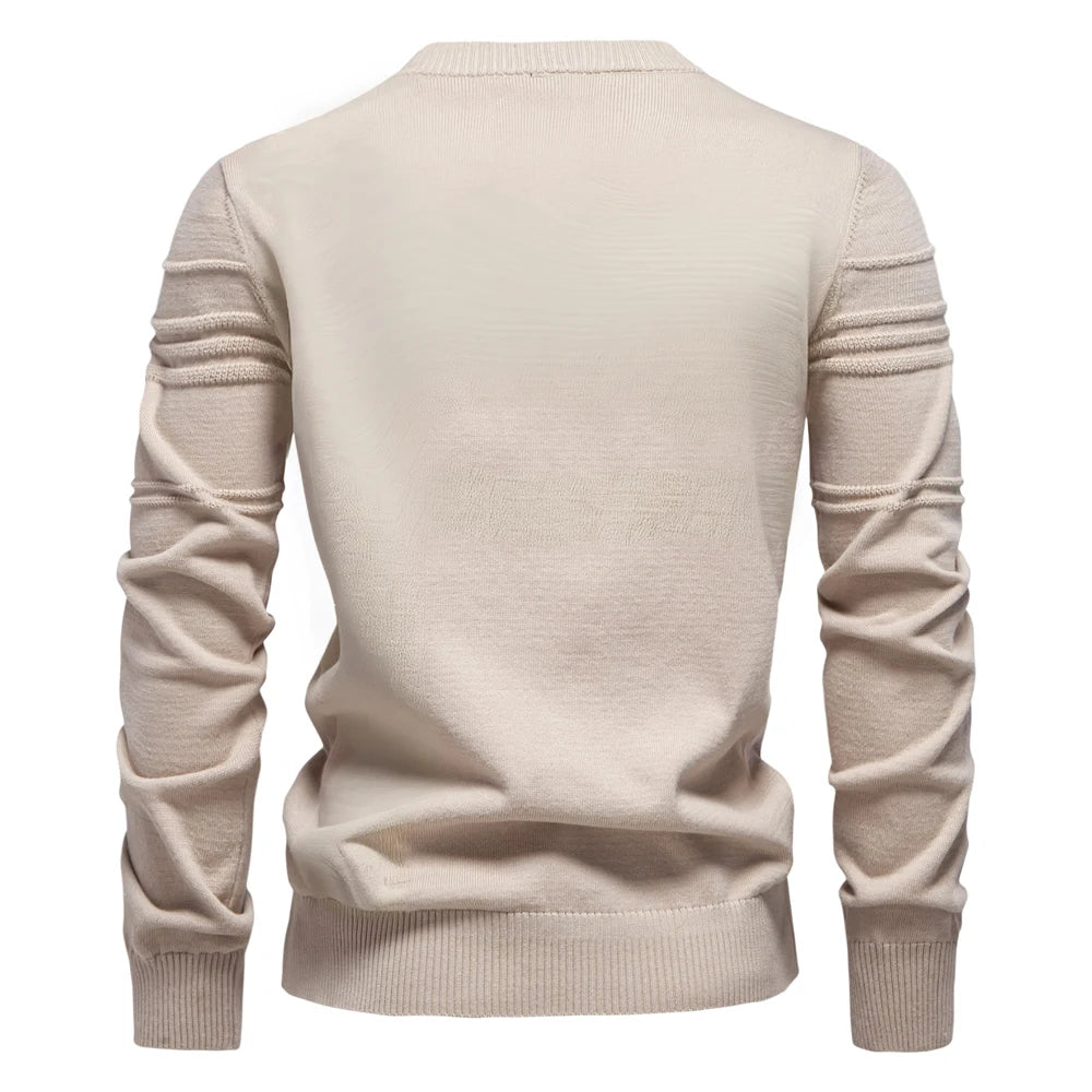 Men’s Striped Cotton Crewneck Sweater – Warm Autumn & Winter Pullover