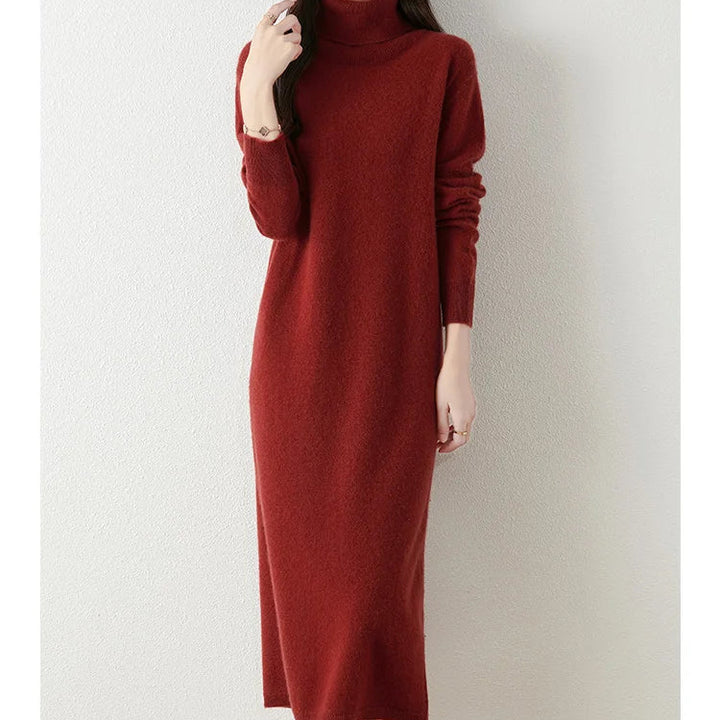 Women’s 100% Merino Wool Turtleneck Sweater Dress