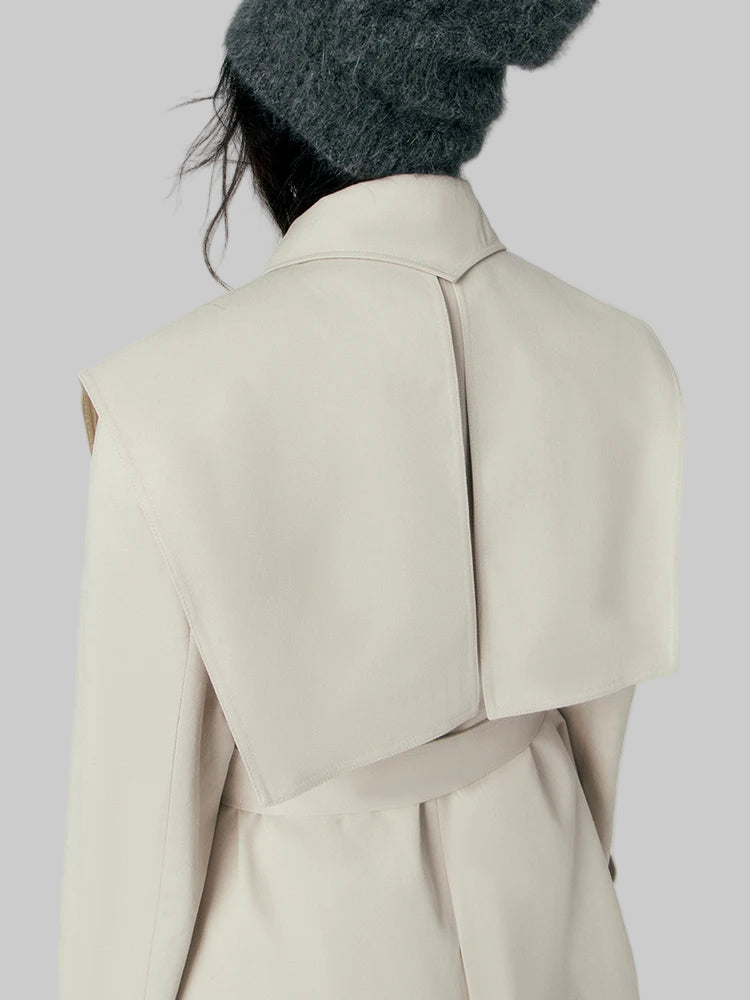 Women’s Long Trench Coat – Removable Sailor Collar