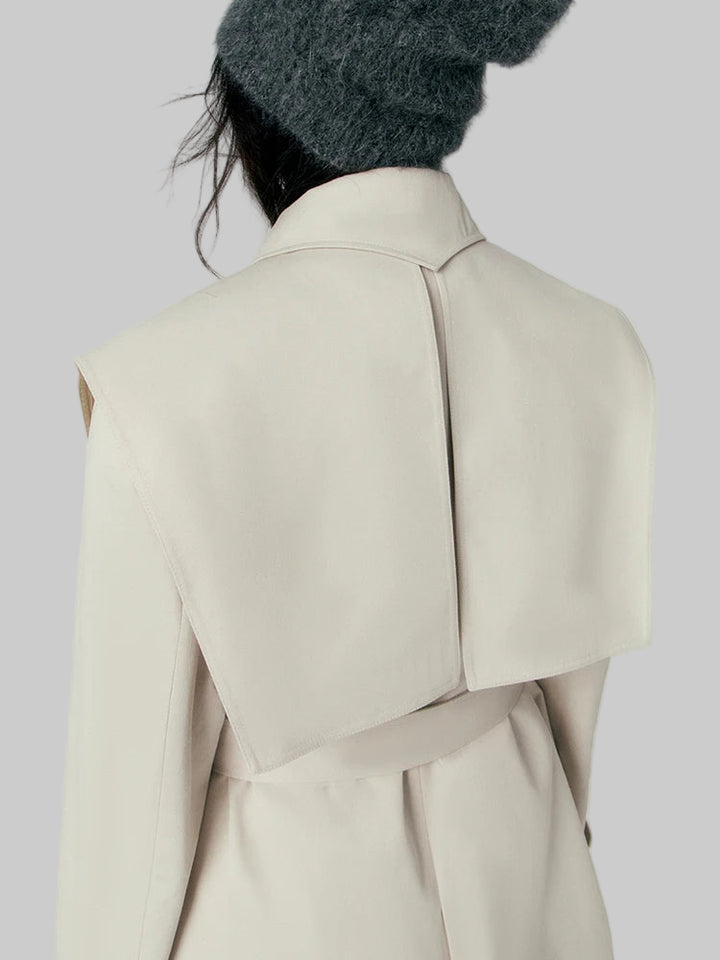 Women’s Long Trench Coat – Removable Sailor Collar