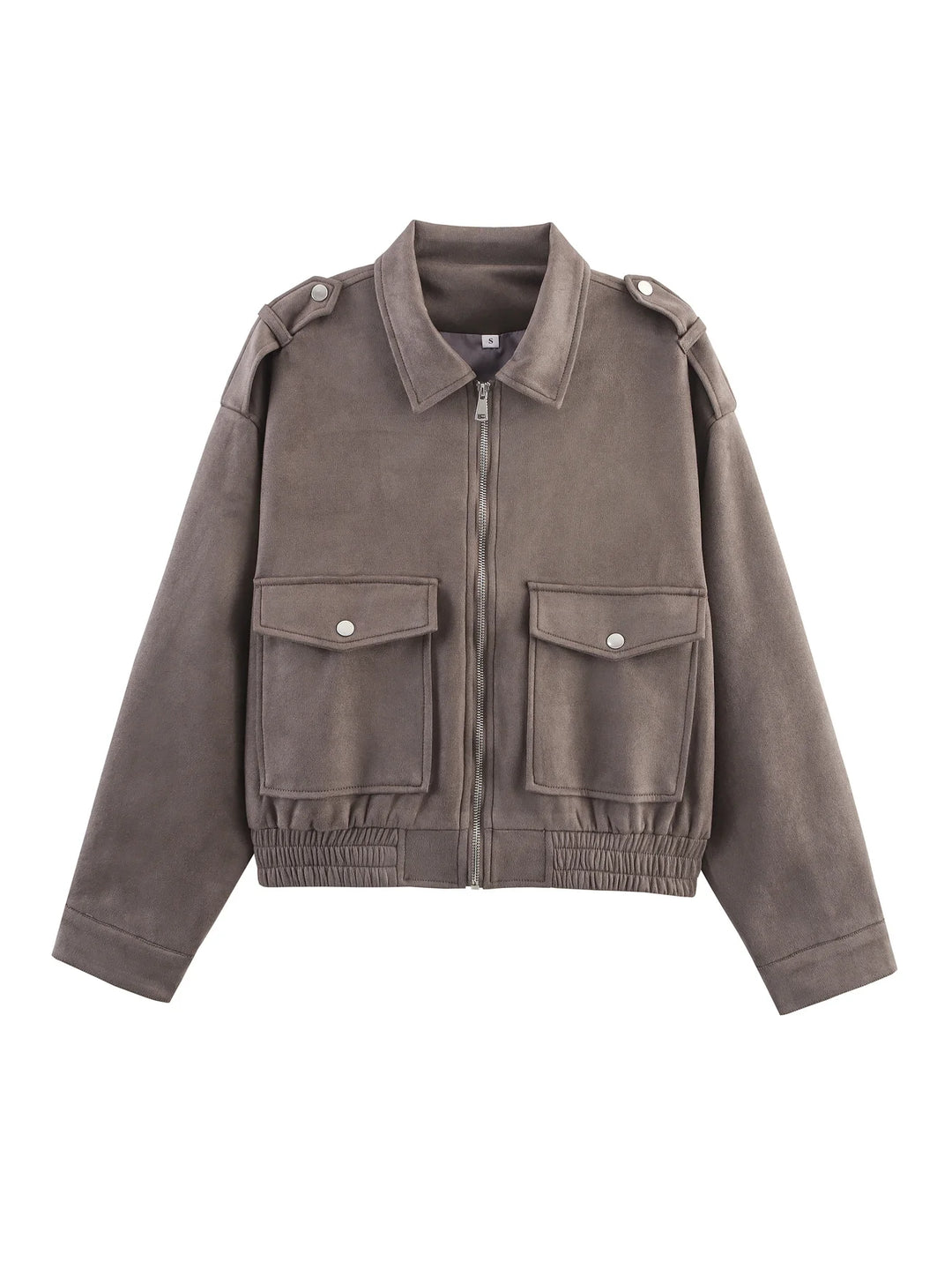 Women’s Cropped Faux Suede Jacket with Zipper