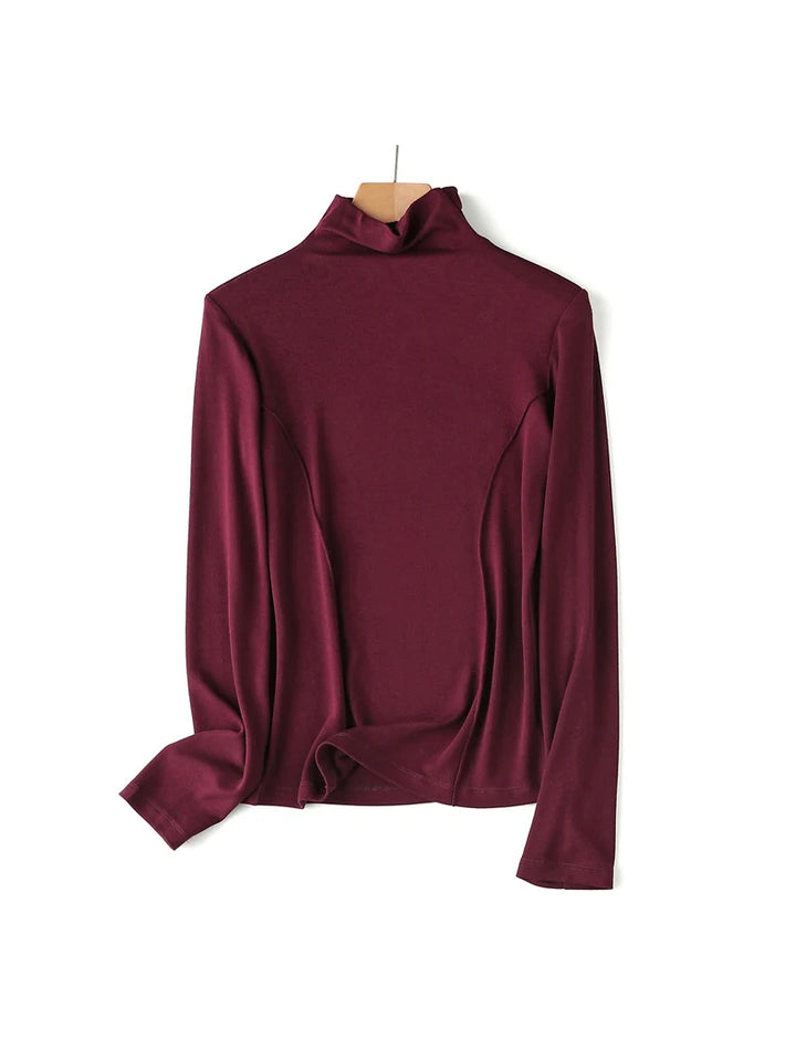 Women’s Wool Blend Thermal Mock Neck Slim Tee