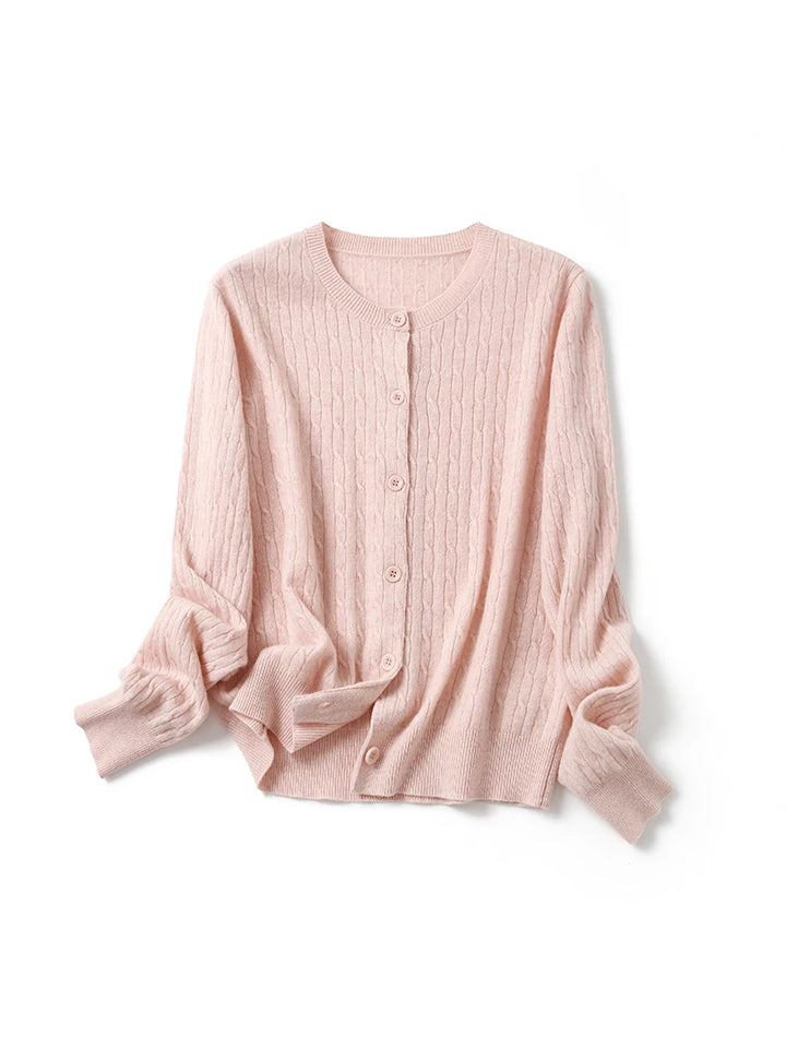 Women’s 100% Merino Wool Cable Knit Cardigan