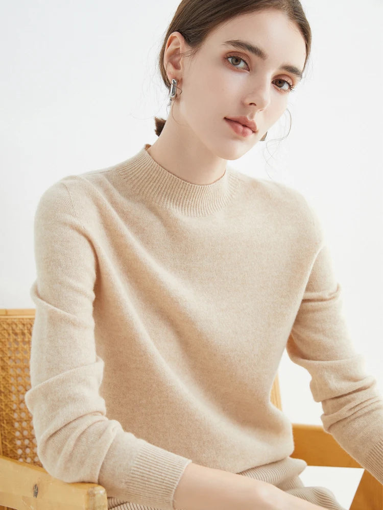 Women’s 100% Merino Wool Turtleneck Sweater – Warm Winter Cashmere Knit Pullover