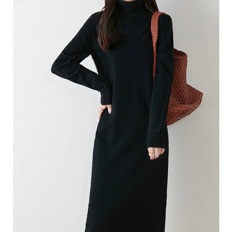 Women’s 100% Merino Wool Turtleneck Sweater Dress