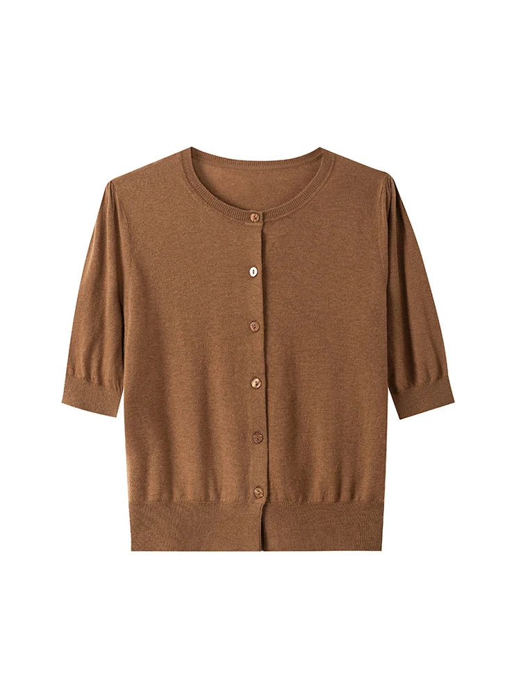 Women’s 100% Wool Short-Sleeve Cardigan