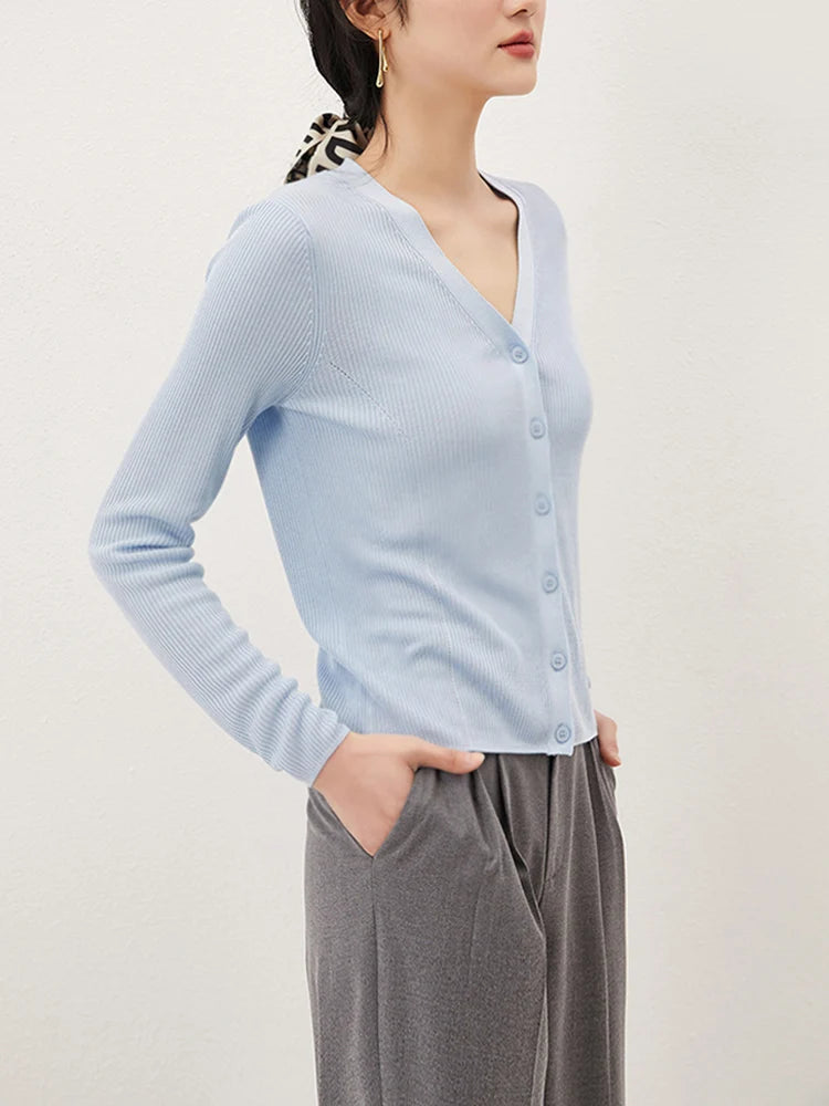 Women’s Silk Blend V-Neck Cardigan