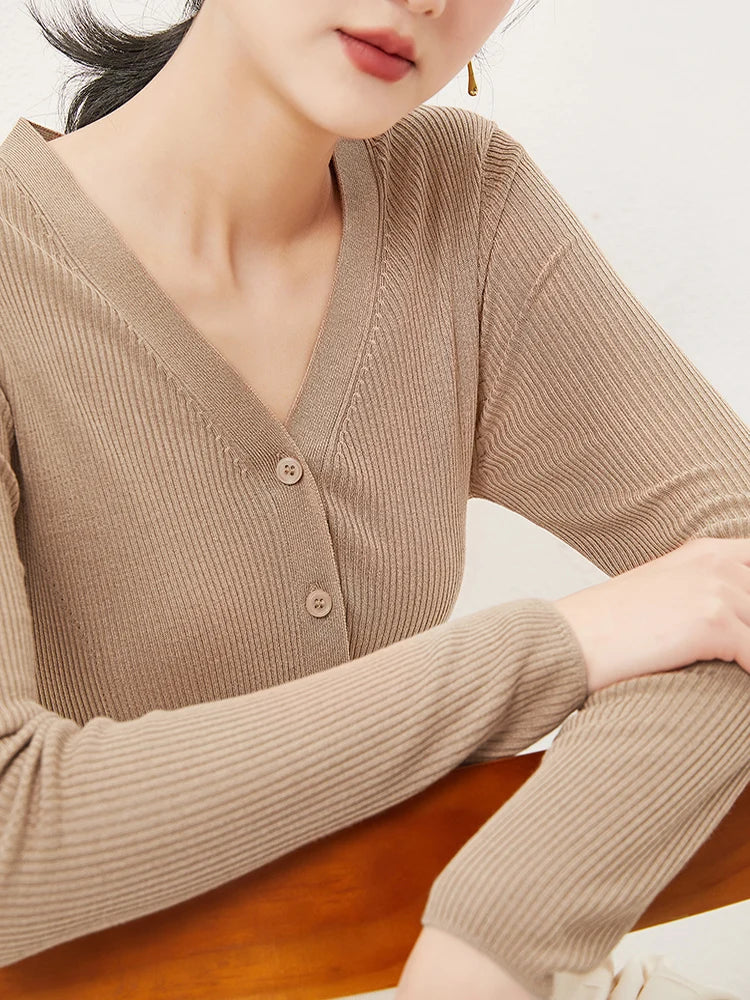 Women’s Silk Blend V-Neck Cardigan