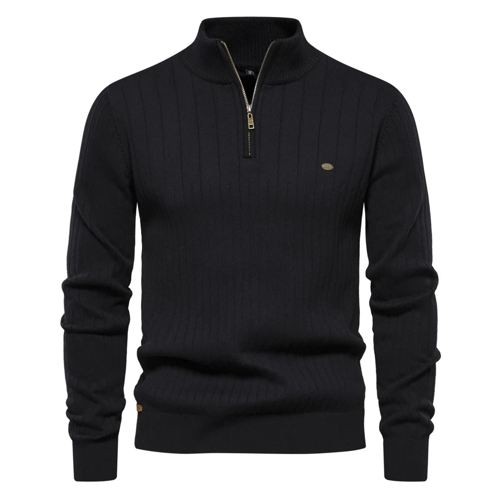 Men’s Warm Zipper Stand Collar Sweater