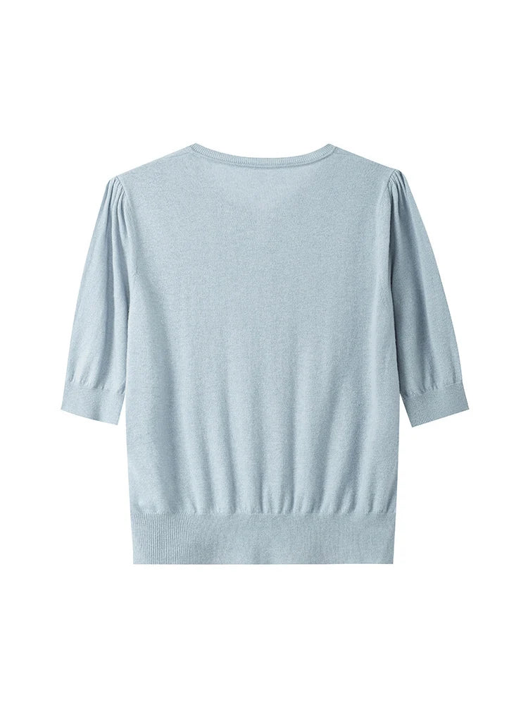 Women’s 100% Wool Short-Sleeve Cardigan