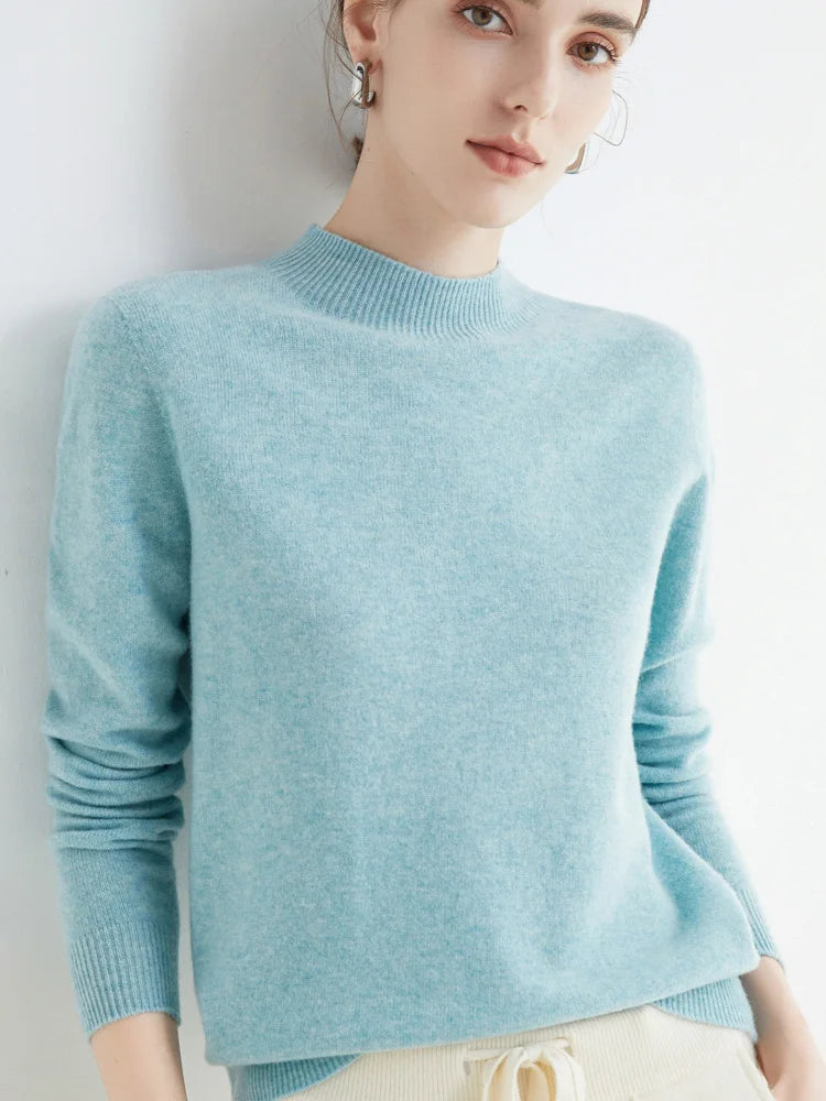 Women’s 100% Merino Wool Turtleneck Sweater – Warm Winter Cashmere Knit Pullover