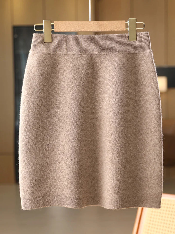 Women’s Wool Mini Skirt – 100% Merino Wool Knitted Office Dress