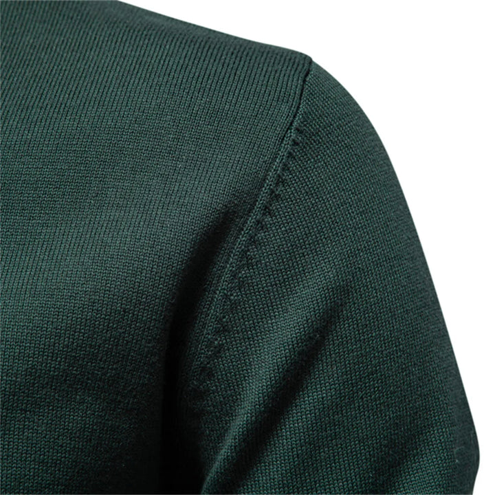 Men’s Quarter-Zip Cotton Pullover – Solid Color Mock Neck Sweater