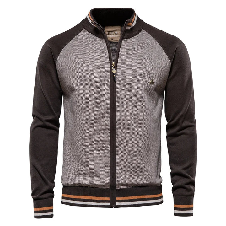 Men’s Spliced Cotton Cardigan – High-Quality Streetwear Winter Sweater