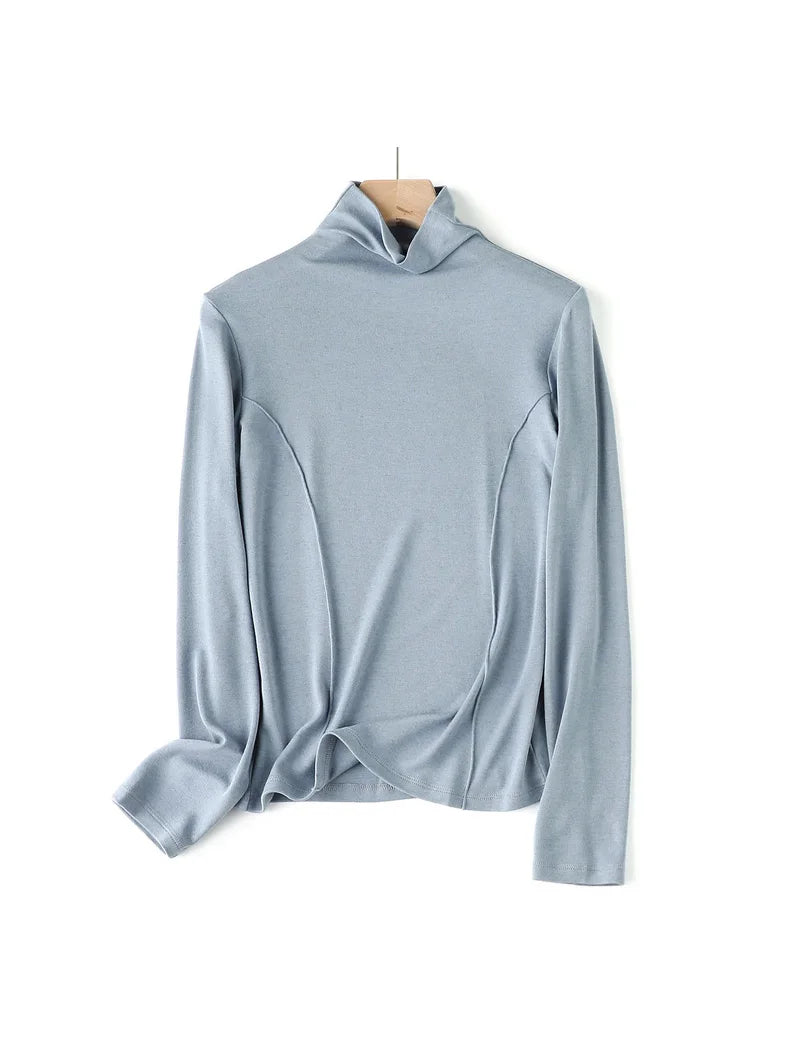 Women’s Wool Blend Thermal Mock Neck Slim Tee