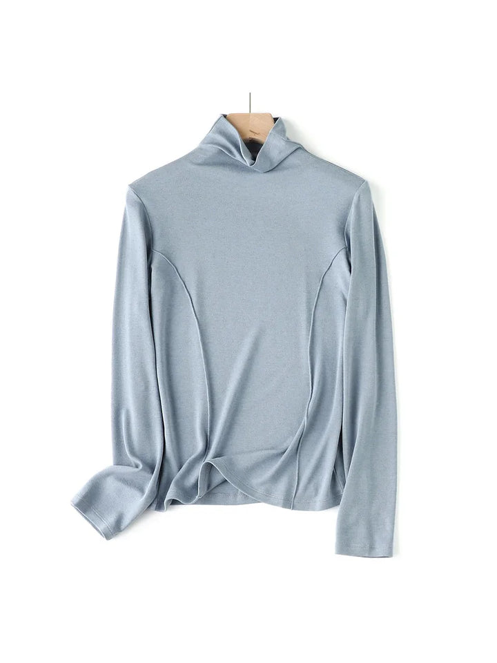 Women’s Wool Blend Thermal Mock Neck Slim Tee