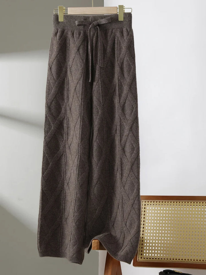 Women’s 100% Merino Wool Wide Leg Jacquard Pants