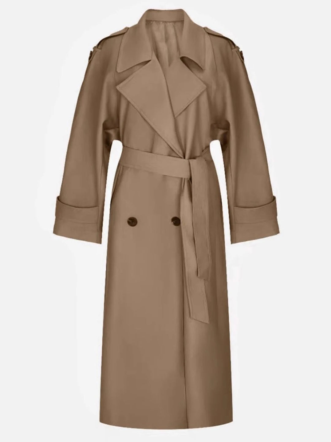 Khaki & Dark Purple Oversized Trench Coat for Women