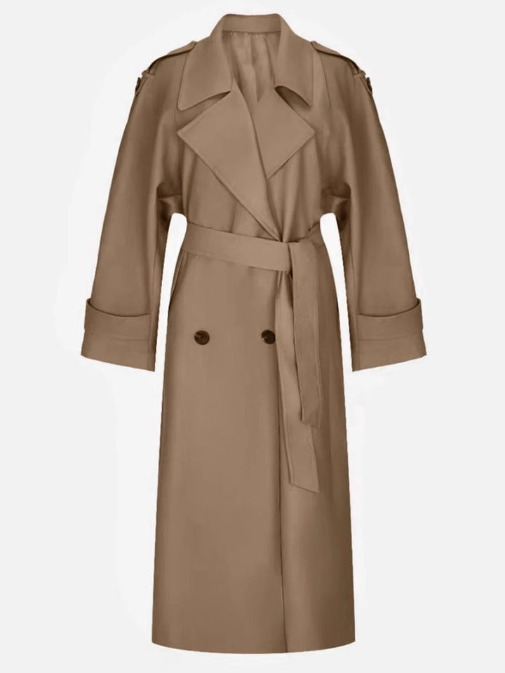 Khaki & Dark Purple Oversized Trench Coat for Women