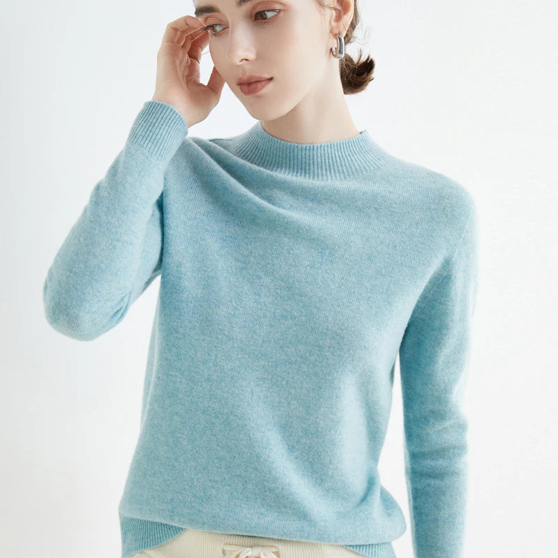 Women’s 100% Merino Wool Turtleneck Sweater – Warm Winter Cashmere Knit Pullover