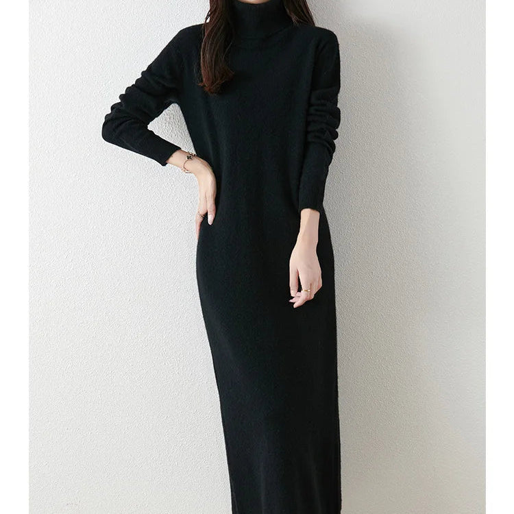 Women’s 100% Merino Wool Turtleneck Sweater Dress