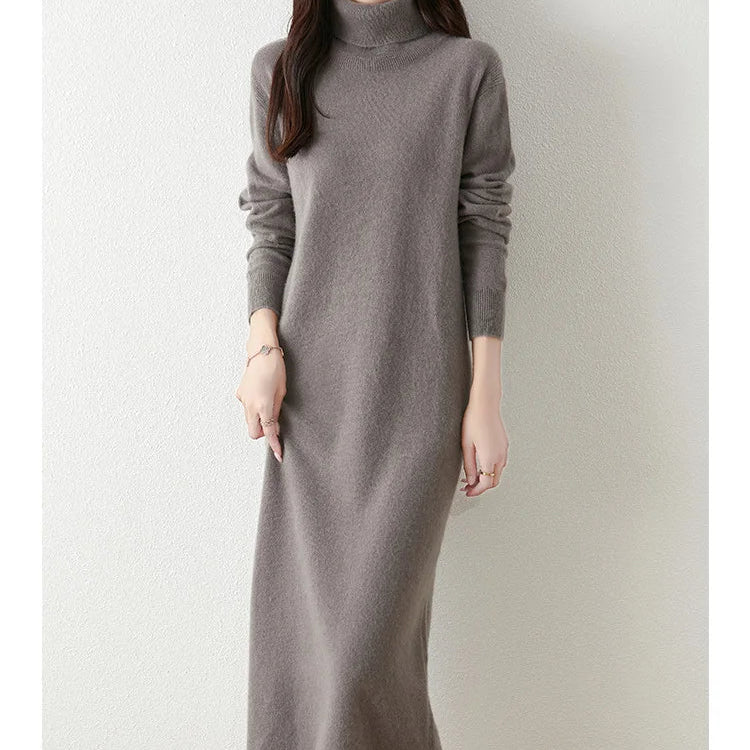 Women’s 100% Merino Wool Turtleneck Sweater Dress