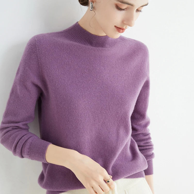 Women’s 100% Merino Wool Turtleneck Sweater – Warm Winter Cashmere Knit Pullover