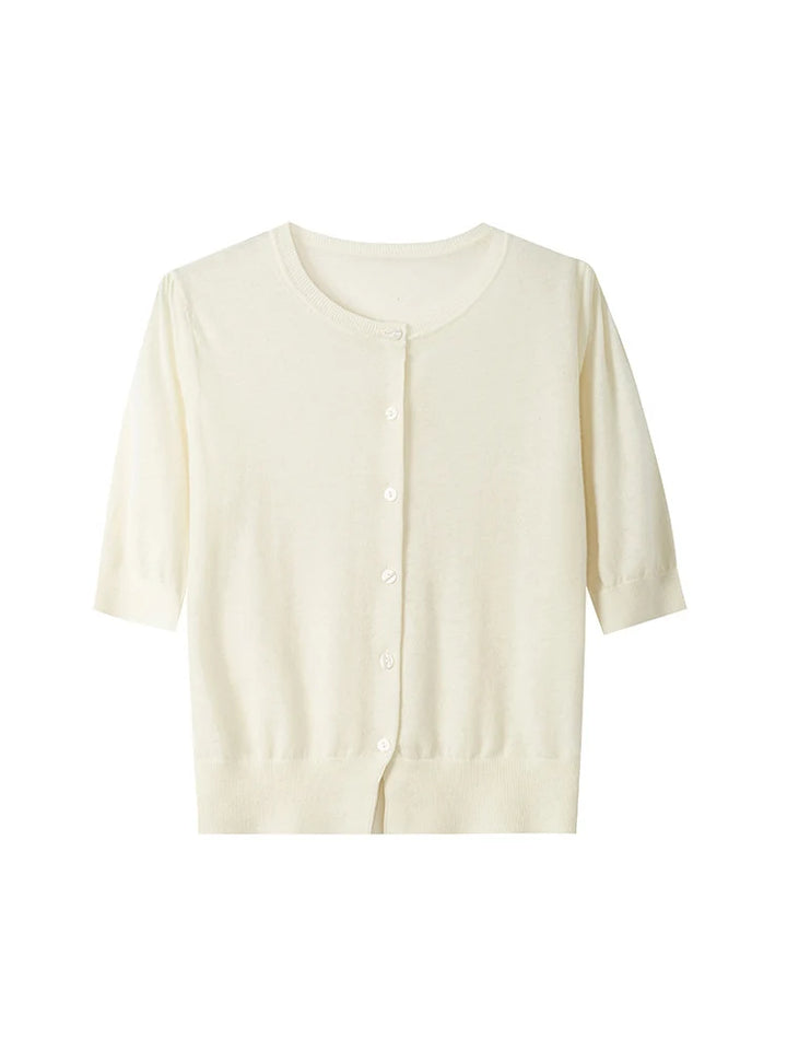 Women’s 100% Wool Short-Sleeve Cardigan