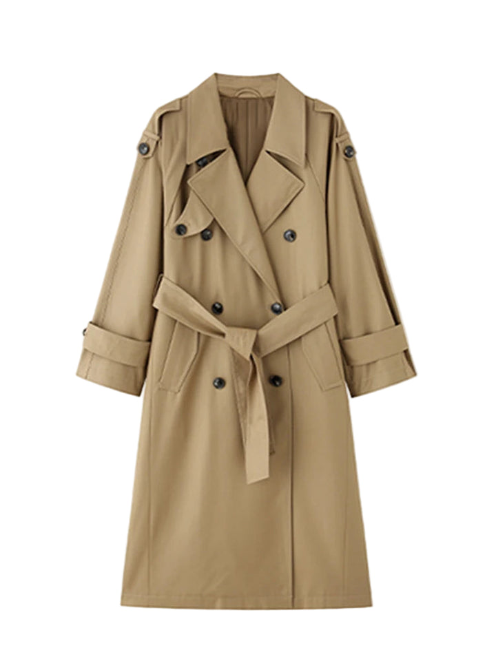 Khaki & Grey Oversized Trench Coat for Women