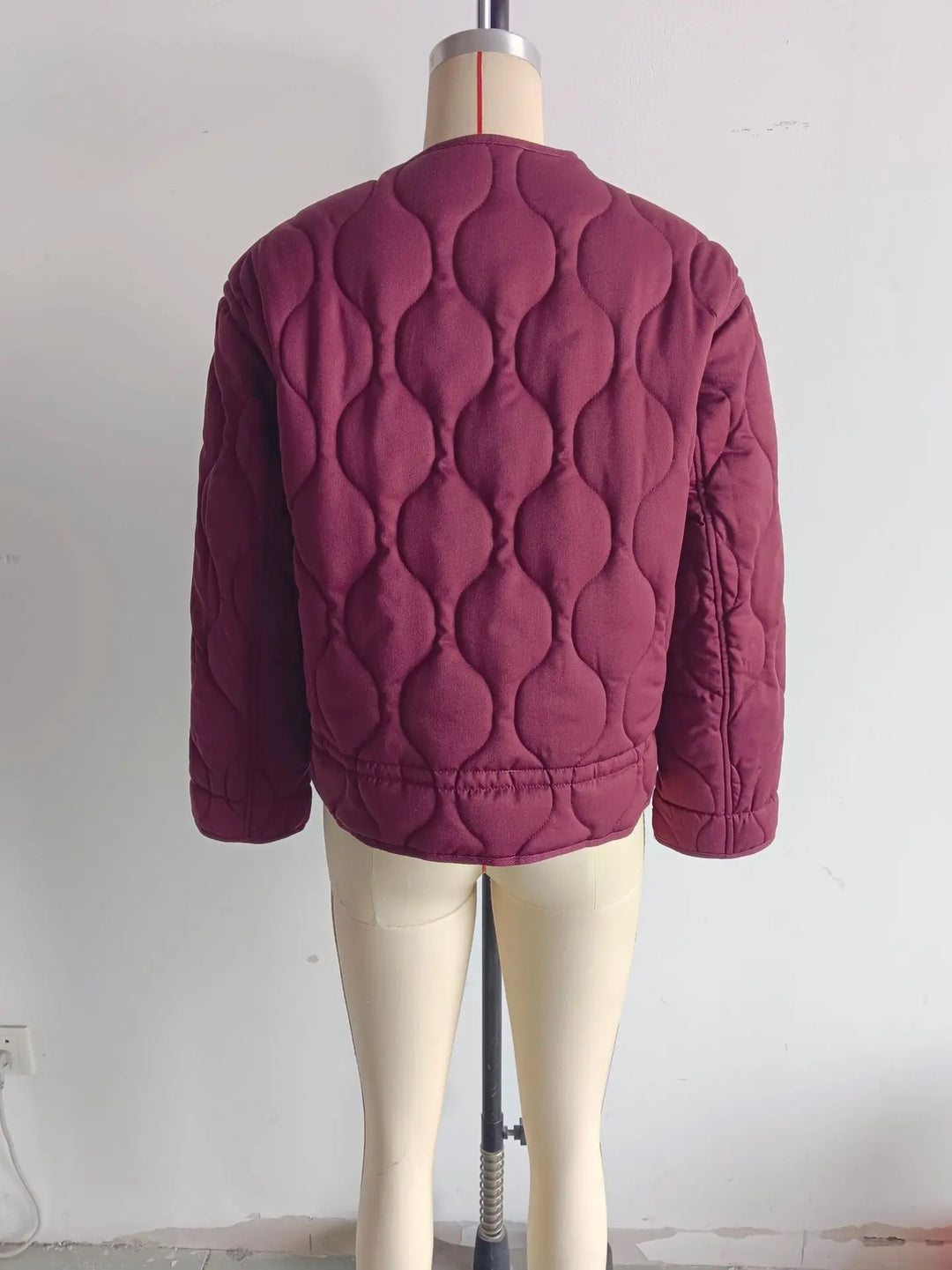 Women’s Quilted Snap-Button Bomber Jacket – Warm Padded Outerwear