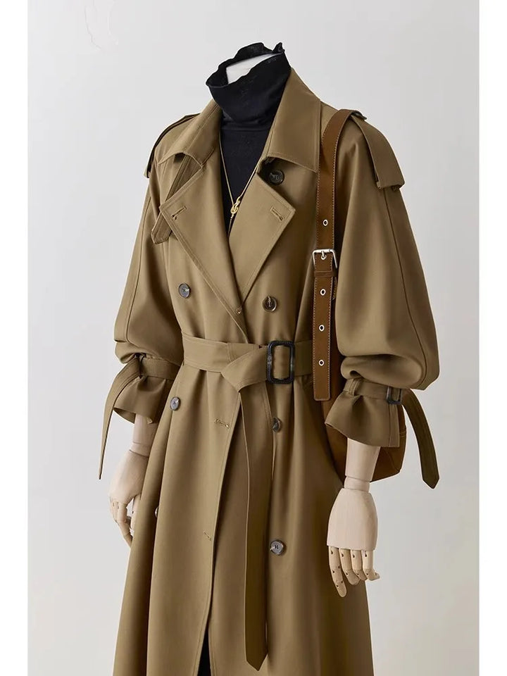 Khaki Oversized Trench Coat for Women