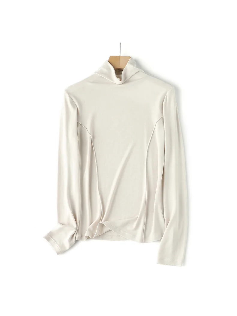 Women’s Wool Blend Thermal Mock Neck Slim Tee