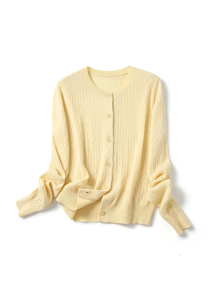 Women’s 100% Merino Wool Cable Knit Cardigan