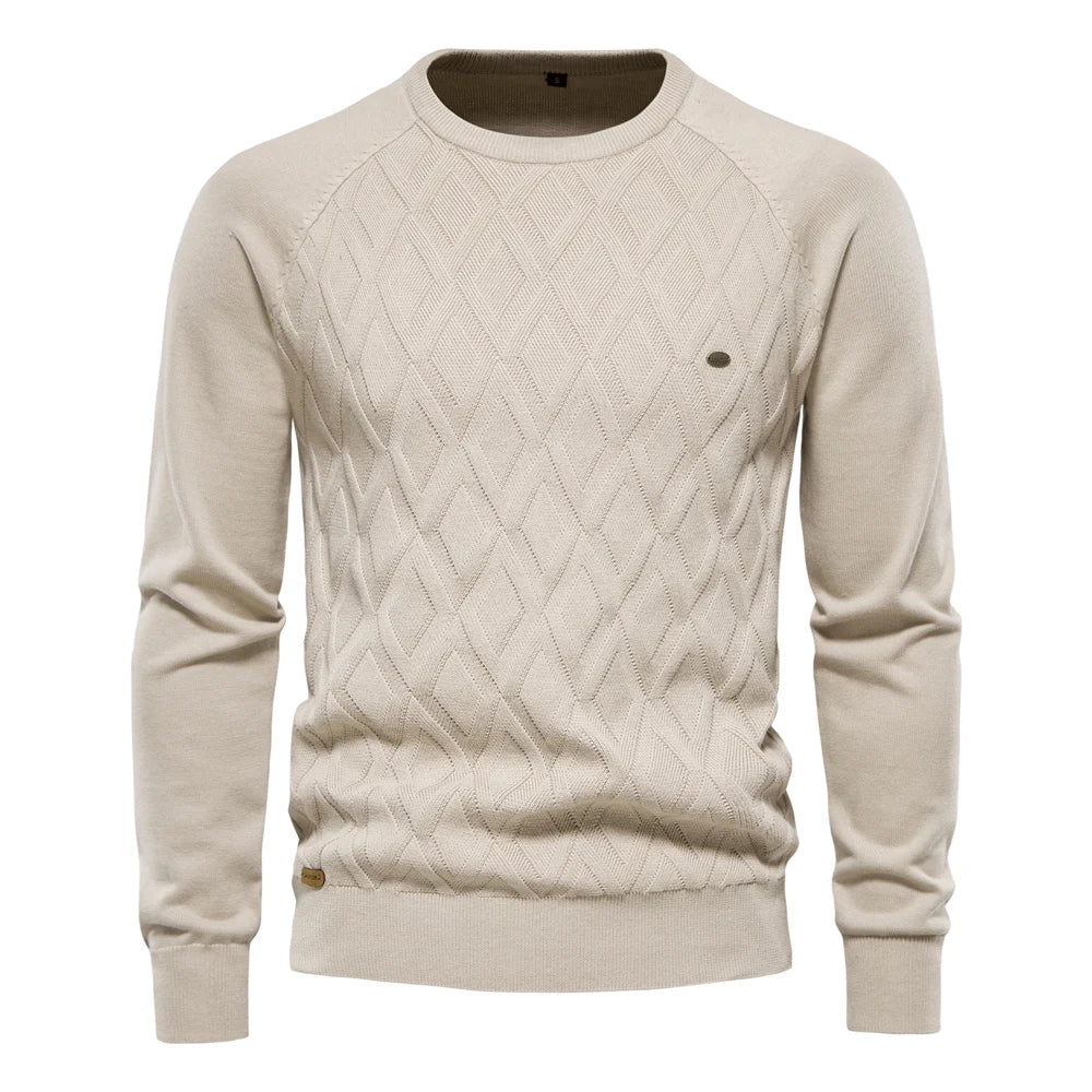 Men’s Warm Argyle O-Neck Knit Pullover