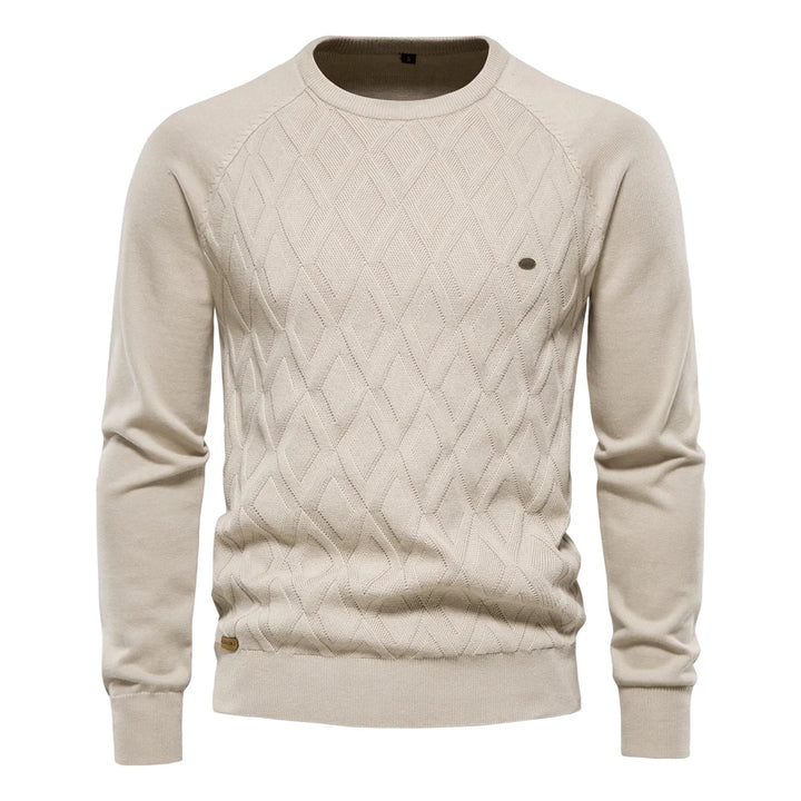 Men’s Warm Argyle O-Neck Knit Pullover