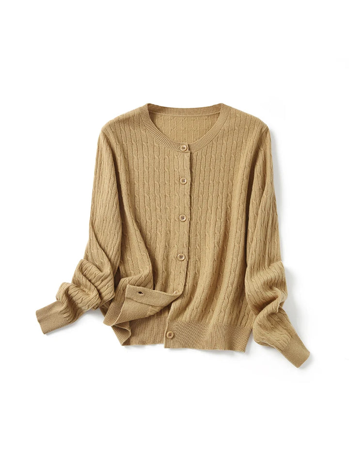 Women’s 100% Merino Wool Cable Knit Cardigan