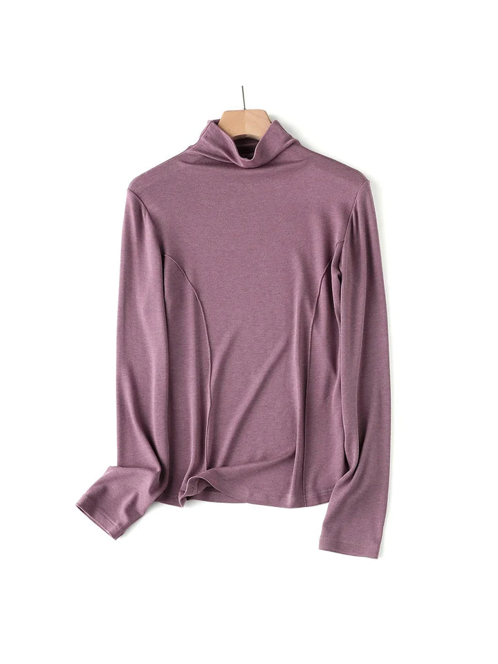 Women’s Wool Blend Thermal Mock Neck Slim Tee