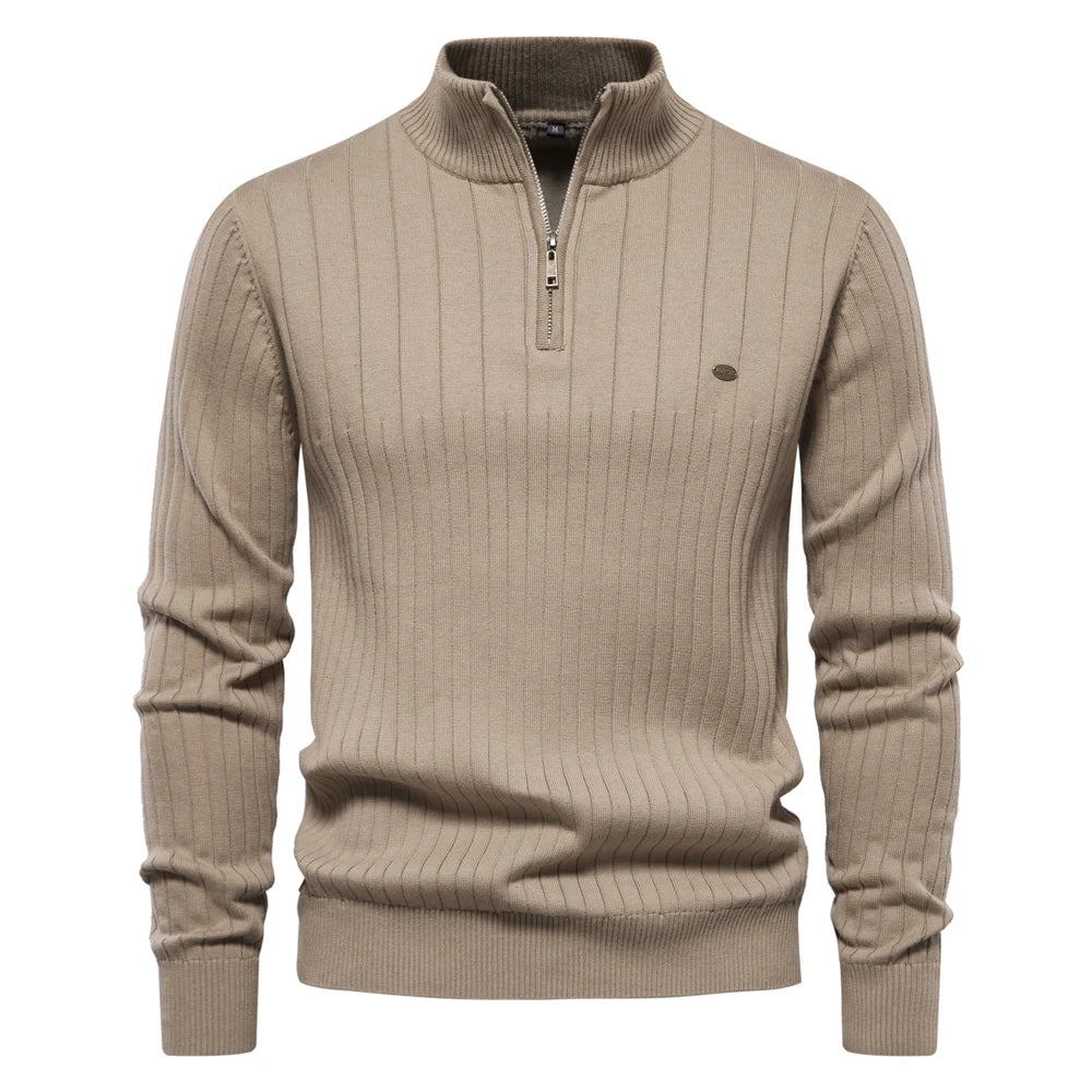 Men’s Warm Zipper Stand Collar Sweater