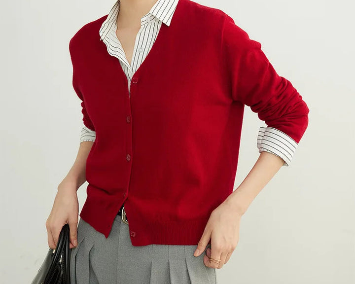 Women’s 100% Merino Wool V-Neck Cardigan