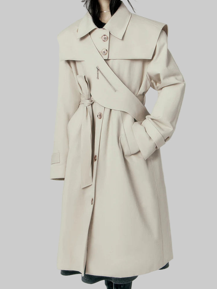 Women’s Long Trench Coat – Removable Sailor Collar