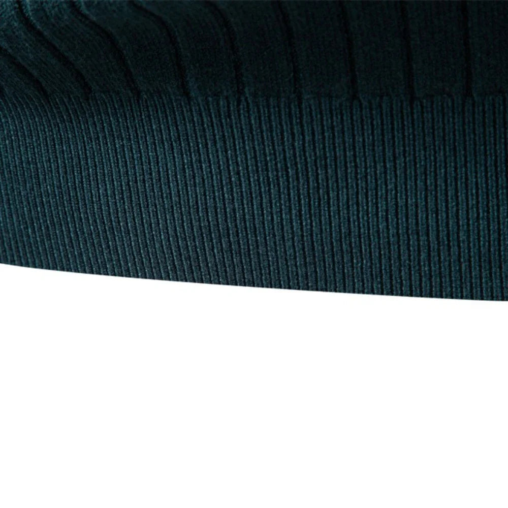 Men’s Turtleneck Sweater – Solid Color Striped Warm Knit Pullover
