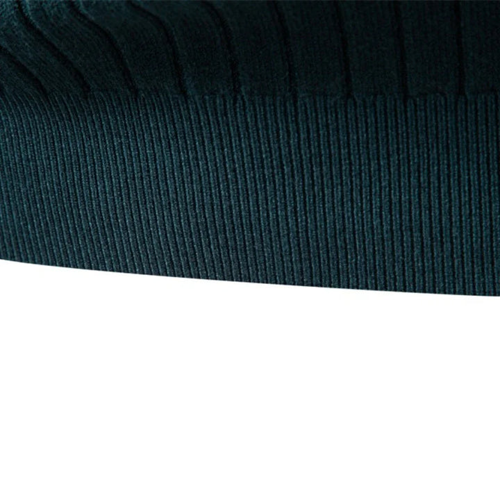 Men’s Turtleneck Sweater – Solid Color Striped Warm Knit Pullover