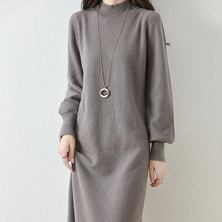 Women’s Merino Wool Mock Neck Sweater Dress