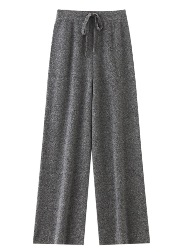 Women’s 100% Merino Wool Knitted Wide Leg Pants
