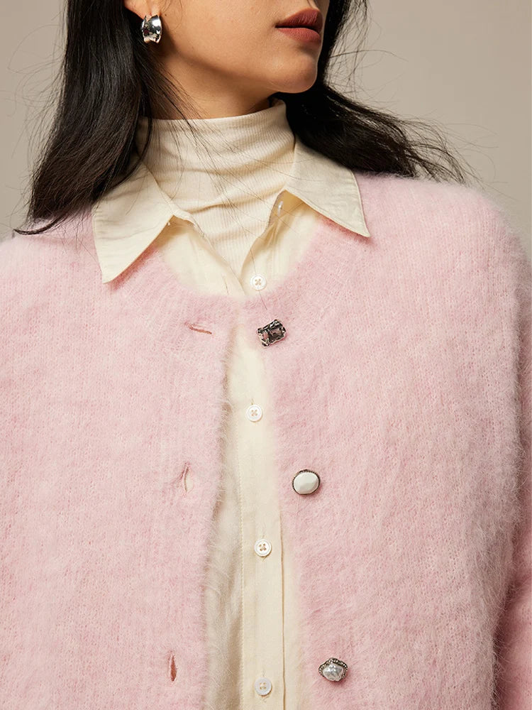 Women’s Alpaca Cardigan – 78% Alpaca Knit Sweater